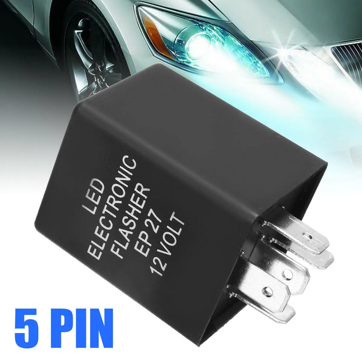 

12V EP27 Five-legged Car Steering Double Flashing LED Light Flashing Relay Car Flasher Relay Accessories