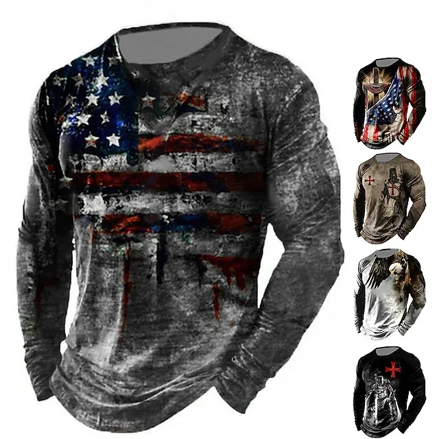 Men's Tshirt Tee Distressed Graphic Prints American Flag National Flag Crew Neck Outdoor Street Long Sleeve Print Clothing
Men's Tshirt Tee Distressed Graphic Prints American Flag National Flag Crew Neck Outdoor Street Long Sleeve Print Clothing