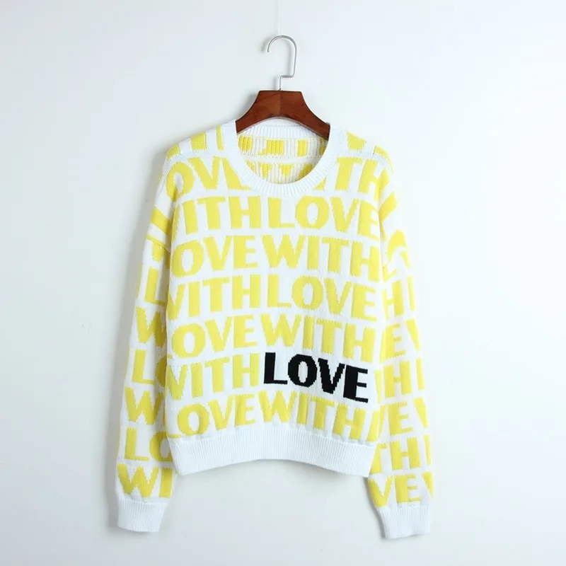 Thick Women Sweater Love Letters Pattern Jacquard Sweater Women Knitted Pullovers Long Sleeve Winter Cool Runway Sweaters Tops
Thick Women Sweater Love Letters Pattern Jacquard Sweater Women Knitted Pullovers Long Sleeve Winter Cool Runway Sweaters Tops