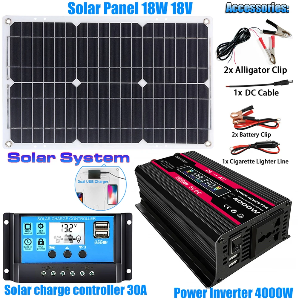 

A Complete Solar Power Generator Home Grid System Universal Fitment Battery Power V W High Low Voltage Warning