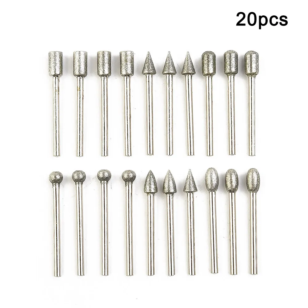 20pcs Rotary Tool Drill Bits 120 Grit Electroplated Diamond Stone Carving Set Diamond Burr Bit Polishing Engraving Tools Parts
20pcs Rotary Tool Drill Bits 120 Grit Electroplated Diamond Stone Carving Set Diamond Burr Bit Polishing Engraving Tools Parts