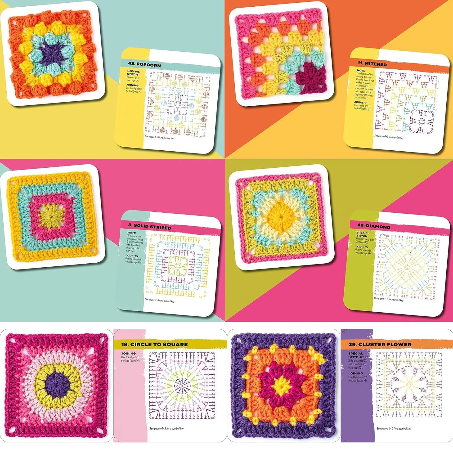 DIY Knitted Pattern Cards Set 50 Mix & Matchs Designs Crochet Cards Granny Square Card Deck for Beginners Deck Knitting Kit DIY Knitted Pattern Cards Set 50 Mix & Matchs Designs Crochet Cards Granny Square Card Deck for Beginners Deck Knitting Kit