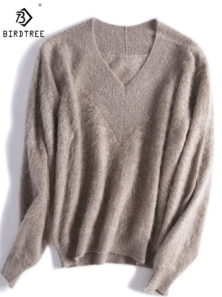 Birdtree 100%Cashmere Pullover Women V Neck Comfy Solid Color Sweet Loose Soft Versatile Commute Sweater Fall Winter T3N874QD
Birdtree 100%Cashmere Pullover Women V Neck Comfy Solid Color Sweet Loose Soft Versatile Commute Sweater Fall Winter T3N874QD