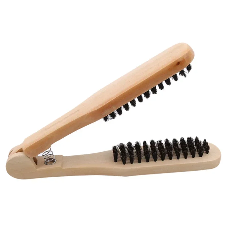 

Professional V Type Hair Straighten Combs Hair Brush Double Brushes Hairdressing Combs Wooden Handle Anti-static Styling Tools