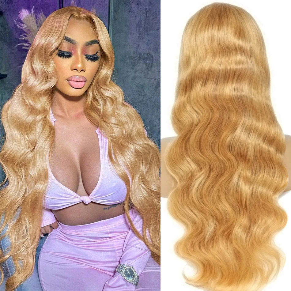 

Honey Blonde HD Lace Front Wig Human Hair Pre Plucked 180% Density 13x4 27# Body Wave Colored Lace Front Wigs glueless wigs