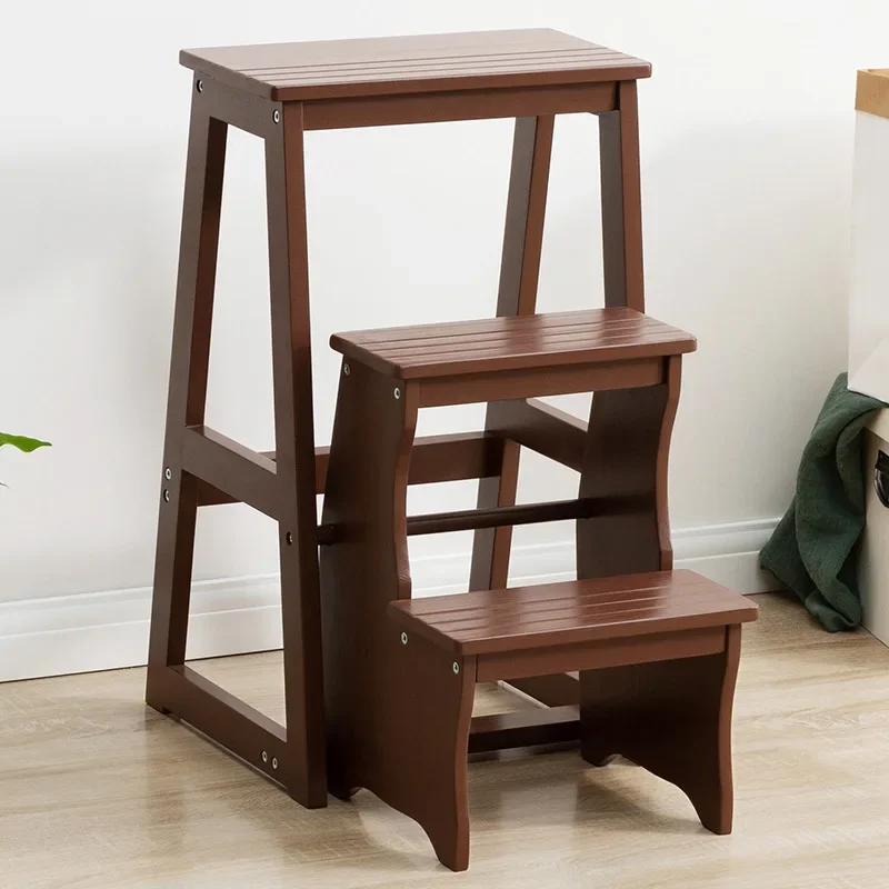 

Multifunctional Step Stool Solid Wood Folding Ladder Chair Home Climbing Three-step Ladder Indoor Pedal, Foot Rest Stool