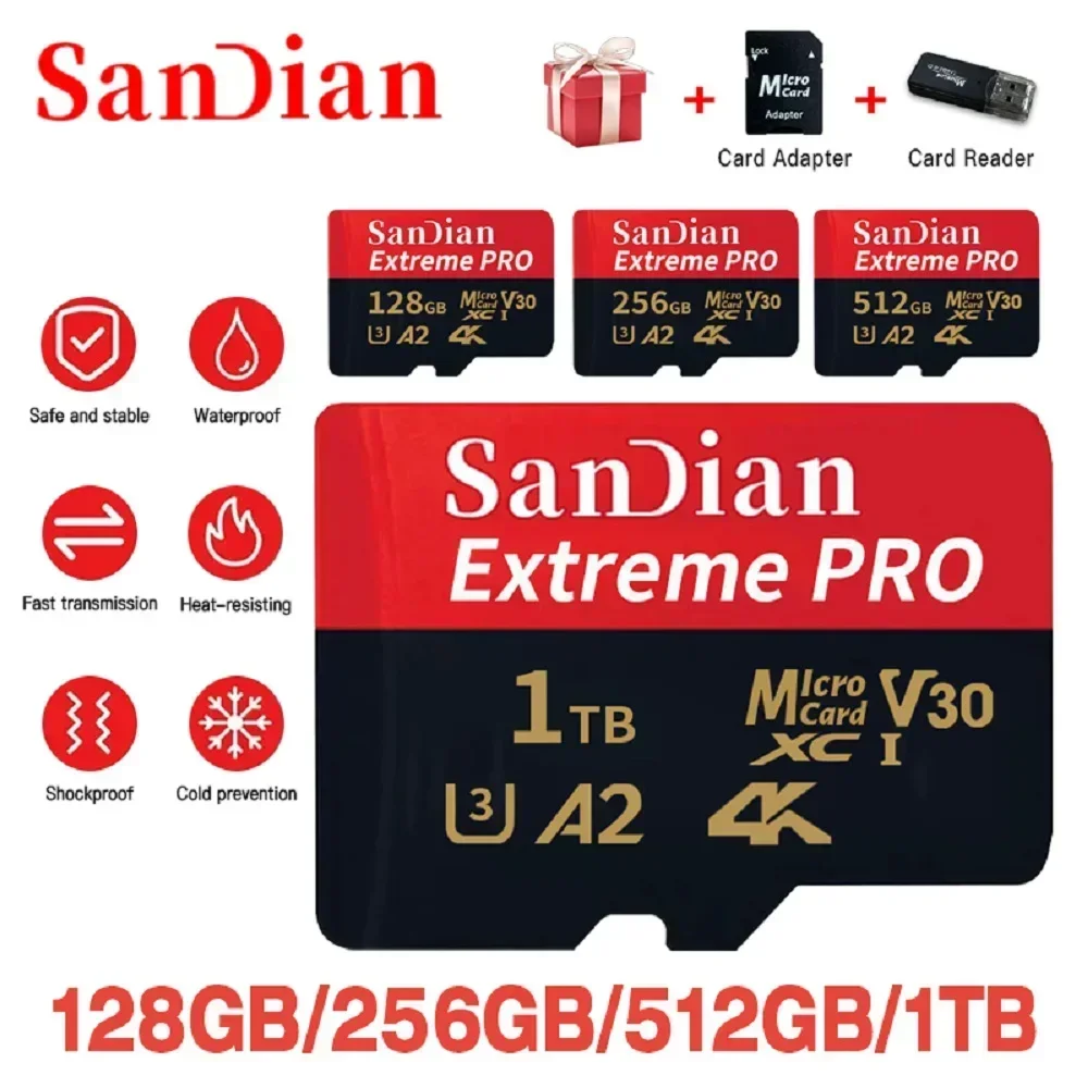 Micro TF SD Card 128GB U3 A2 Memory Card Class 10 256GB micro memory sd card 1TB Mini SD TF Card With Adapter For Phone Camera
Micro TF SD Card 128GB U3 A2 Memory Card Class 10 256GB micro memory sd card 1TB Mini SD TF Card With Adapter For Phone Camera