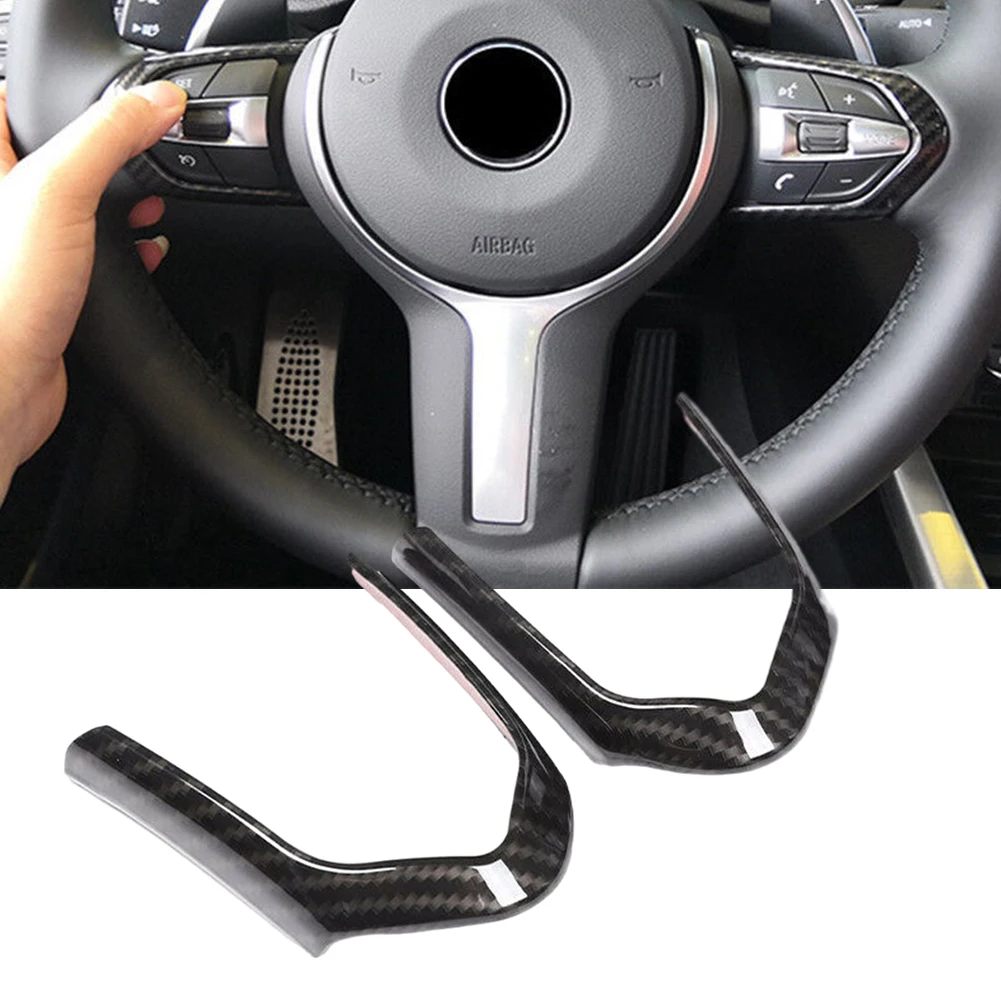 

1 Set Carbon Fiber Steering Wheel Button Frame Adhesive Trims ABS Auto Interior Stickers For BMW 1/2/3 Series For GT5 Series M