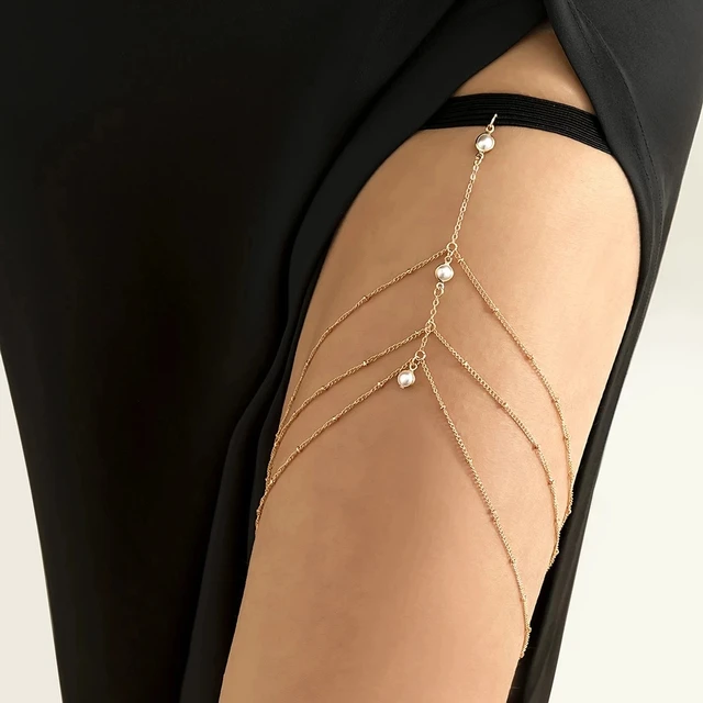 IngeSight.Z-Pince à perles multicouches pour femme, bijoux de jambe, simple, réglable, élastique, bijoux de cuisse 2