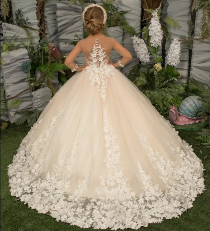 Flower Girl Dress With Lace Appliques Long Sleeve For Wedding Occasion Birthday Party Ball Gown First Holy Communion Clothing
Flower Girl Dress With Lace Appliques Long Sleeve For Wedding Occasion Birthday Party Ball Gown First Holy Communion Clothing