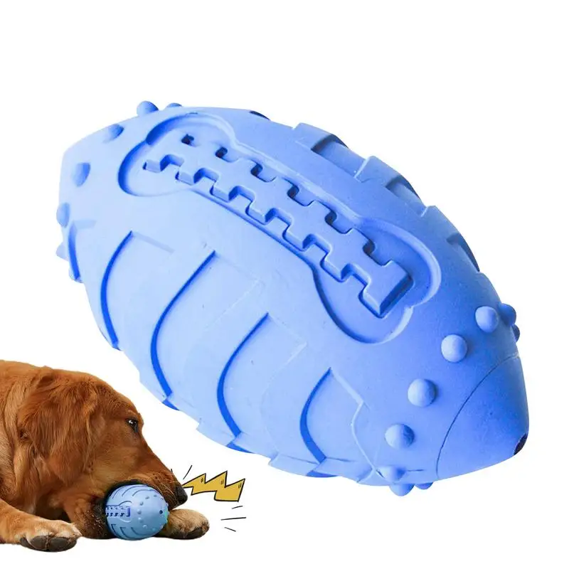 

Dog Chew Toys Rubber Rugby Shape Squeaky Ball Durable Tough Easy To Clean Interactive Dog Chew Ball For Medium Large Dogs