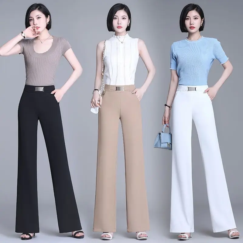 Office Lady Korean Fashion Loose Wide Leg Pants Women Spring Summer Solid High Waist Elastic Casual Straight Trousers
Office Lady Korean Fashion Loose Wide Leg Pants Women Spring Summer Solid High Waist Elastic Casual Straight Trousers