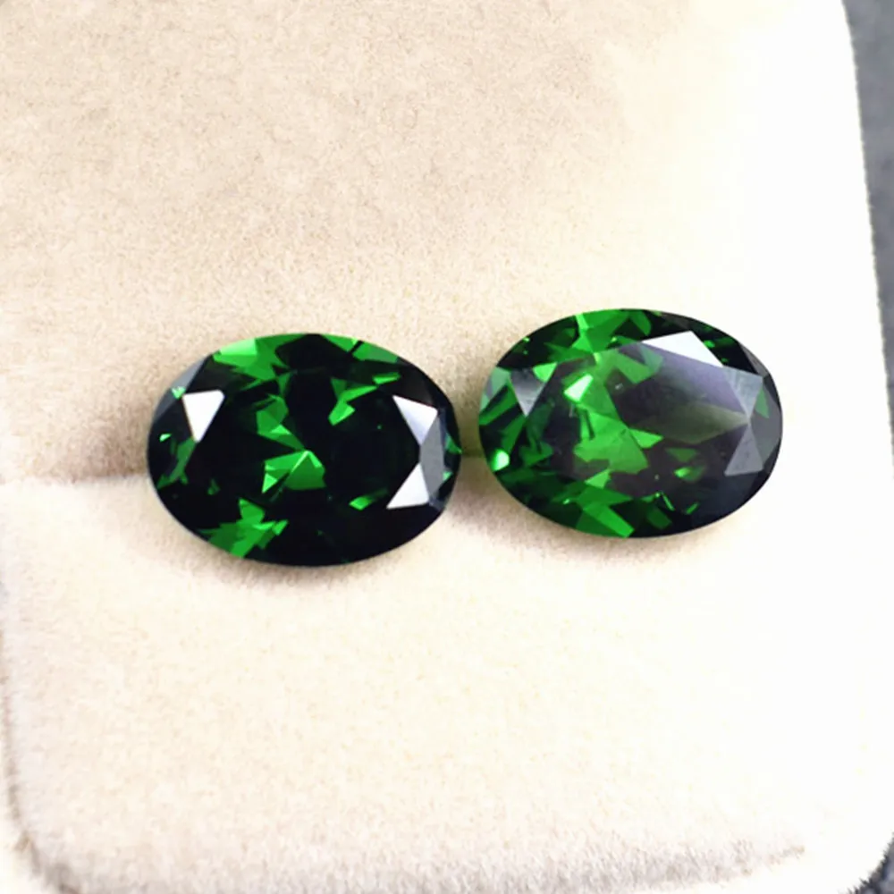 

High Quality Emerald Oval Cut Gemstone Egg Shape Faceted Emerald Gem Medium Green Emerald ER016