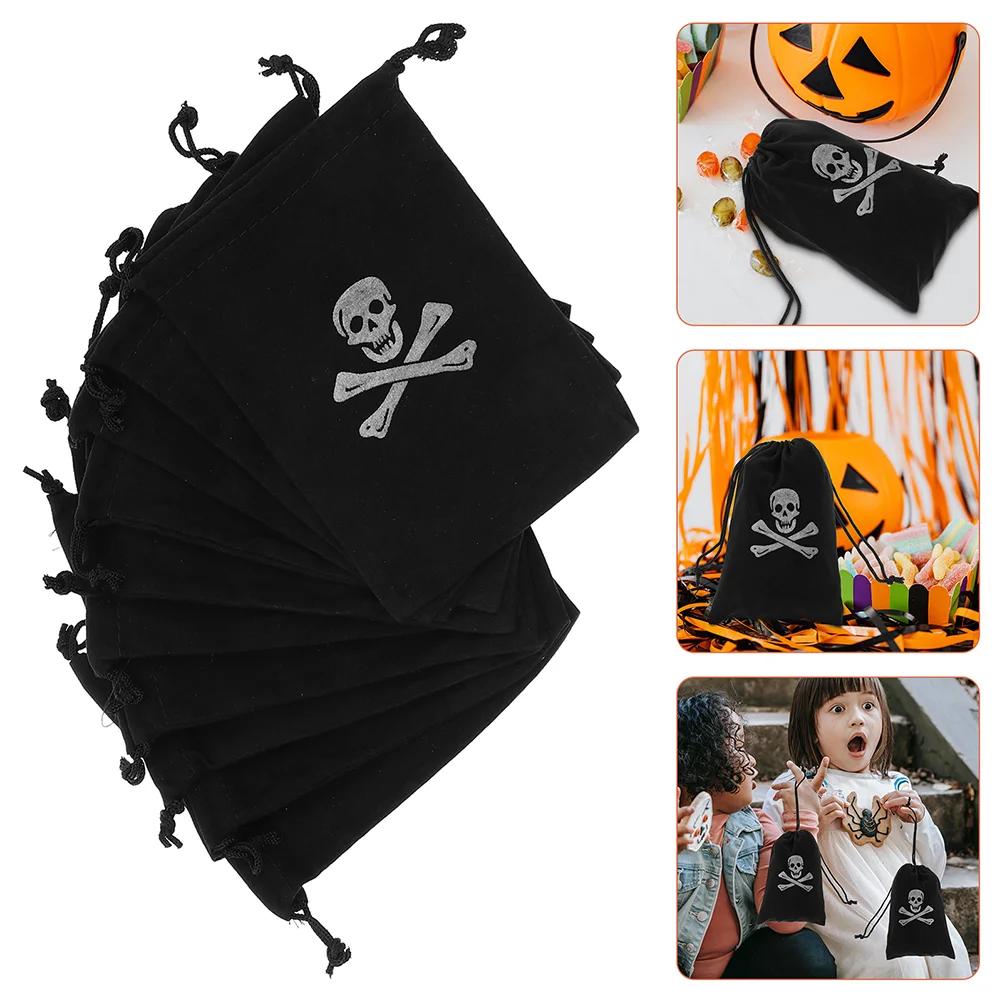

Halloween Pouch Drawstring Gift Pirate Candy Treat Gold Coins Treasure Prop Money Black Loot Jewelry Backpacks Goodie Coin Party