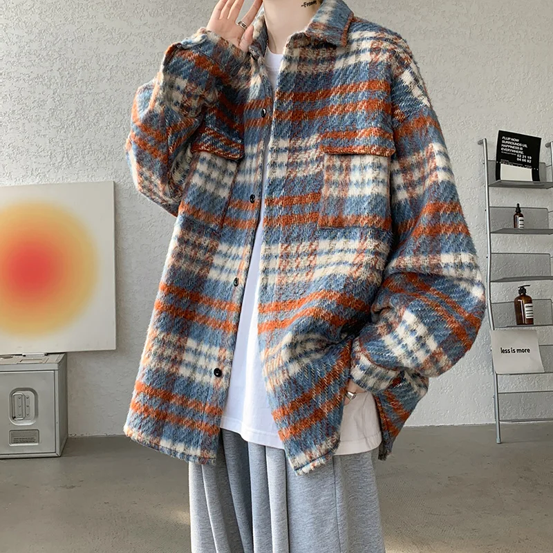 Winter Short Woolen Coat Men Retro Thickened Woolen Jacket Men Korean Loose Plaid Woolen Coat Men Oversized Thick Jackets M-2XL
Winter Short Woolen Coat Men Retro Thickened Woolen Jacket Men Korean Loose Plaid Woolen Coat Men Oversized Thick Jackets M-2XL