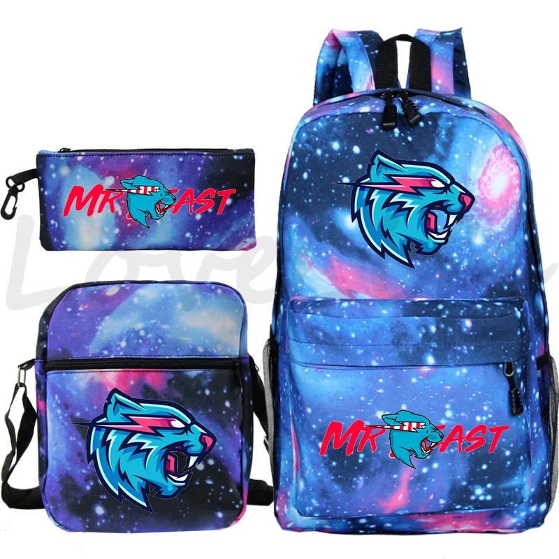 

3pcs/set Mr Beast Backpack Shoulder Bag Pencil Case Boys Girls Back to School Bookbags Children Rucksack Travel Knapsack Mochila