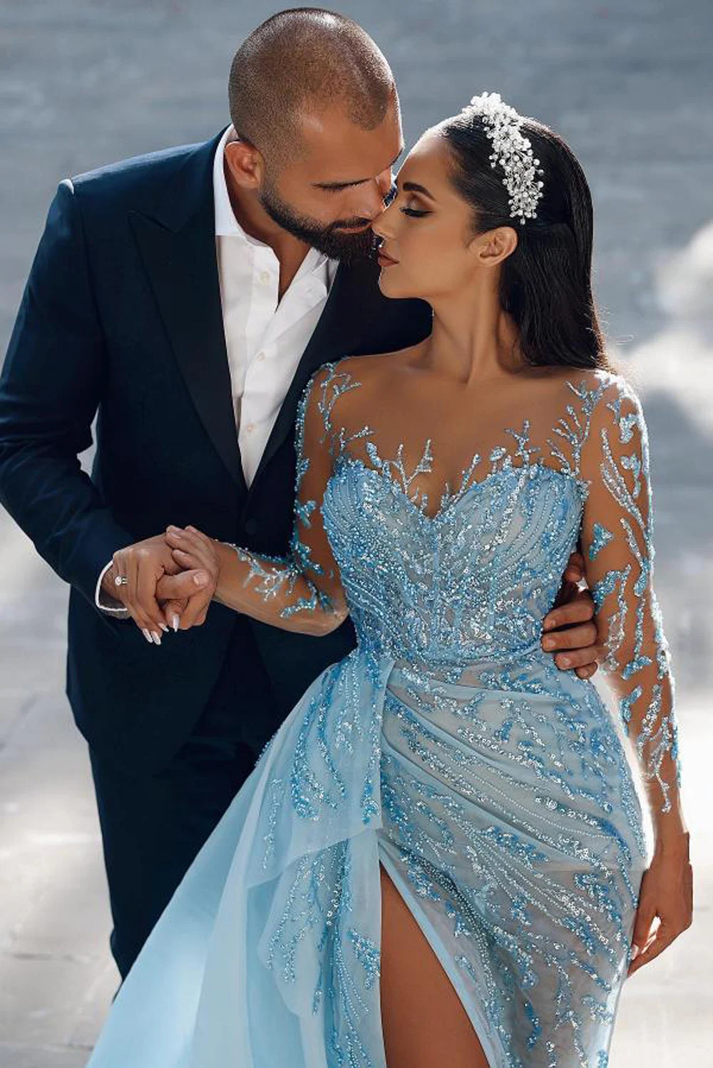 Gillter Sequined Beading Evening Dresses Blue Full Sleeves High Side Split Mermaid Formal Party Prom Gowns Vestido De Fiesta
Gillter Sequined Beading Evening Dresses Blue Full Sleeves High Side Split Mermaid Formal Party Prom Gowns Vestido De Fiesta