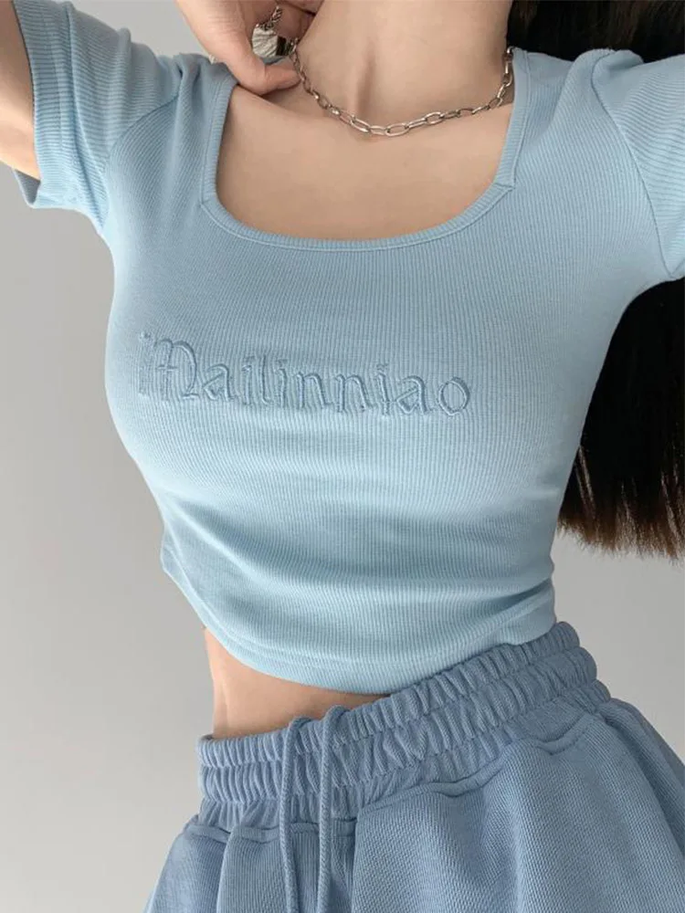 Футболка с вышивкой OOTD, сексуальная женская летняя футболка с коротким рукавом Y2K, базовая тонкая облегающая женская футболка, футболки
Футболка с вышивкой OOTD, сексуальная женская летняя футболка с коротким рукавом Y2K, базовая тонкая облегающая женская футболка, футболки