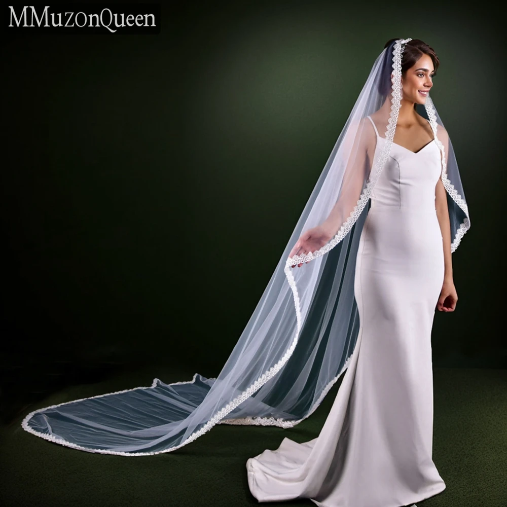 MMQ M09 1 Tier Royal Cathedral Wedding Veil With Lace Edge handmade Off-white Soft Tulle Bridal Veils 3 meters Accessories
MMQ M09 1 Tier Royal Cathedral Wedding Veil With Lace Edge handmade Off-white Soft Tulle Bridal Veils 3 meters Accessories