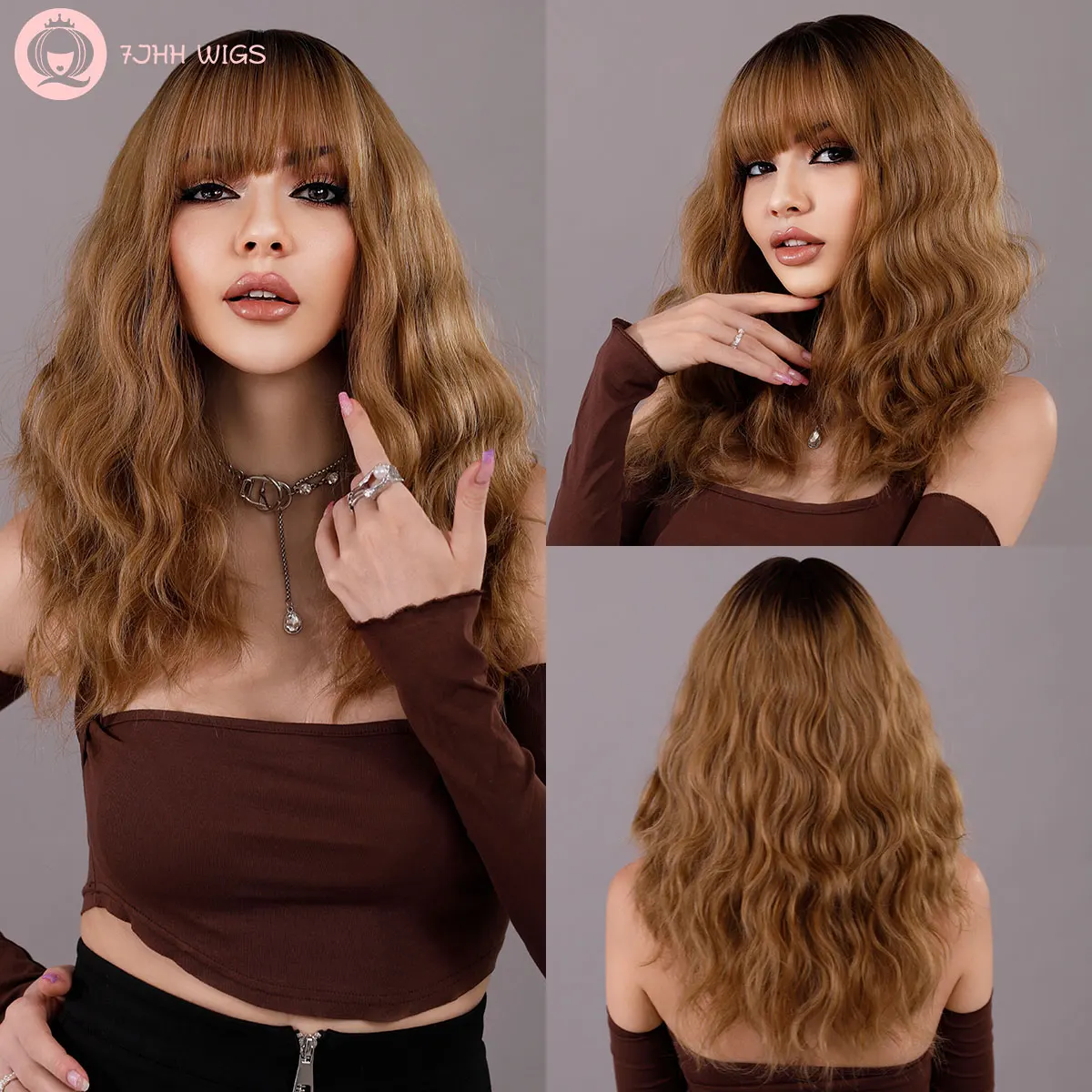 7JHH WIGS Brown Blonde Wigs for Women Ombre Wavy Wig with Bangs Colorful Synthetic Ombre Brown Hair for Daily Party Cosplay
7JHH WIGS Brown Blonde Wigs for Women Ombre Wavy Wig with Bangs Colorful Synthetic Ombre Brown Hair for Daily Party Cosplay