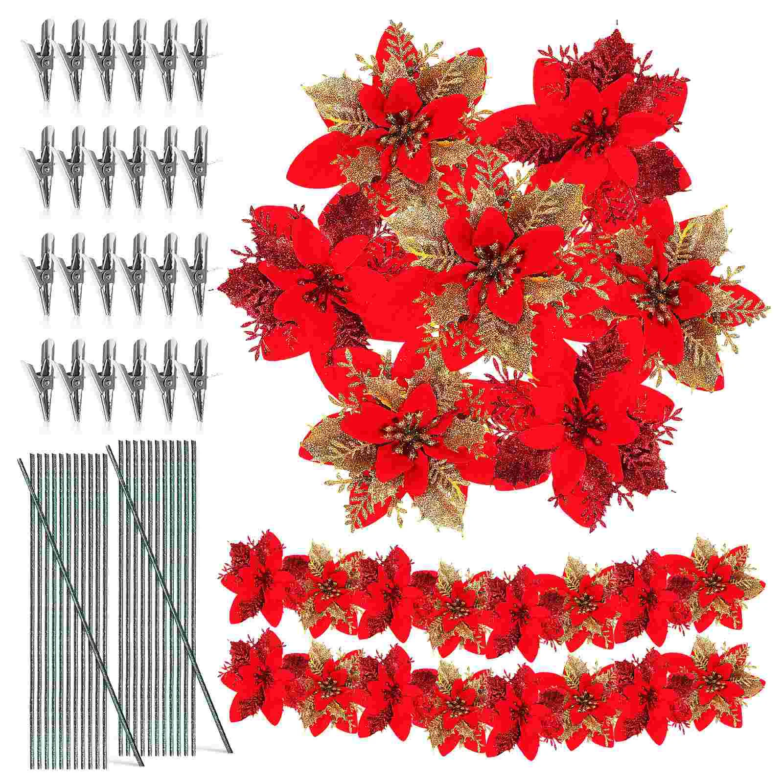 24 Pcs Poinsettia Flowers Christmas Flower Decor Christmas Tree Wreath Decorations
24 Pcs Poinsettia Flowers Christmas Flower Decor Christmas Tree Wreath Decorations