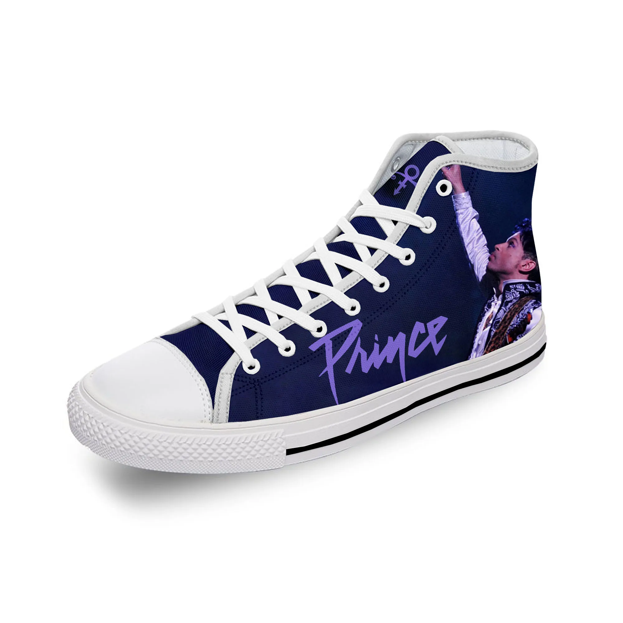 

Music Singer Prince Rogers Nelson Purple Rain White Cloth 3D Print High Top Canvas Fashion Shoes Men Women Breathable Sneakers