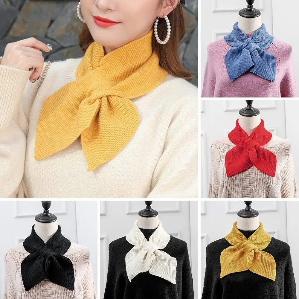 

Knitted Cross Scarf Winter Warm Detachable Neck Warmer Casual Windproof Turtleneck Women