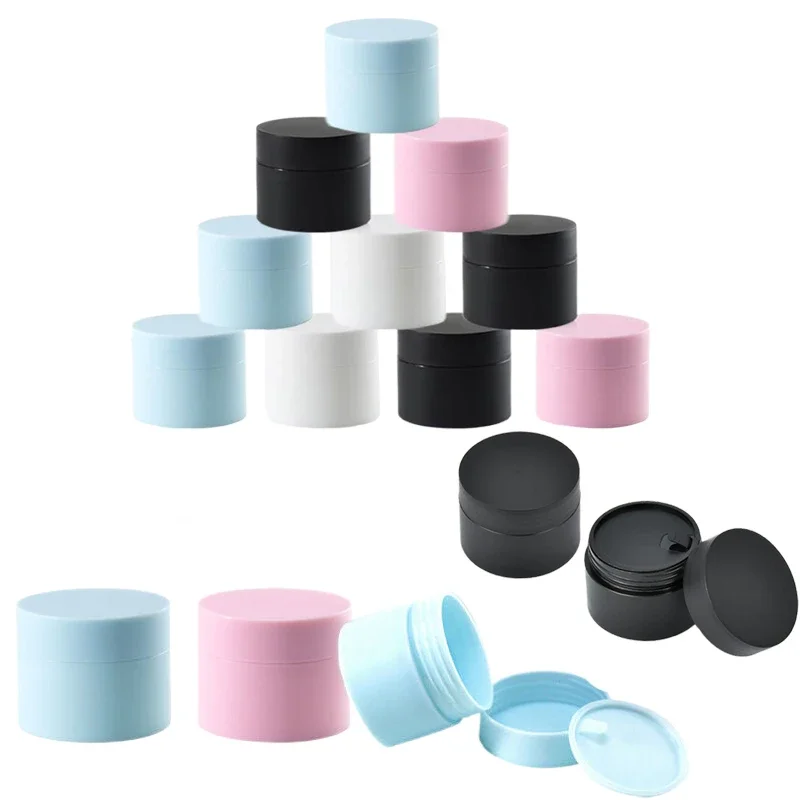 

50pcs 5g/15g/20g/30g/50g Plastic Empty Cosmetic Jars Pot Travel Sample Makeup Containers For Creams Lotion Nail Art Organizer