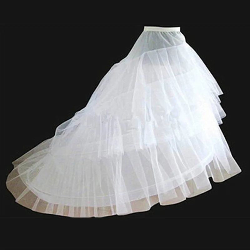 

New White Hot Sale Hoop 3 Layers Crinoline Petticoats For Wedding Dresses cheap long wedding train petticoat