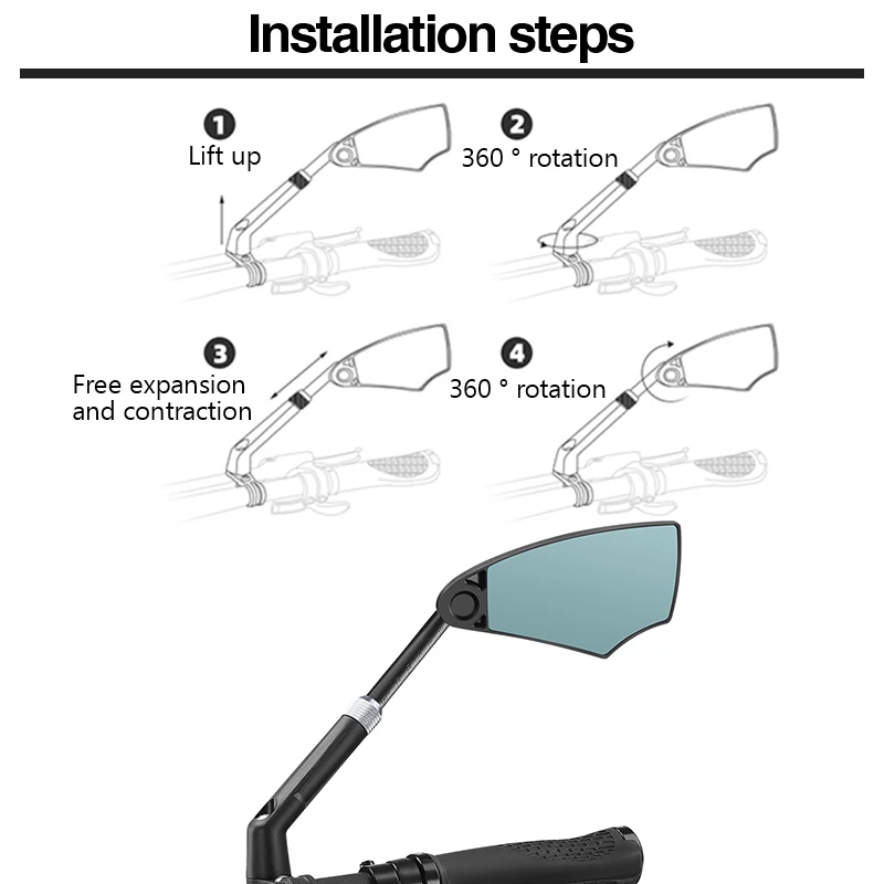 

Bicycle Rear View Mirror Bike Cycling Clear Wide Range Back Sight Rearview Reflector Adjustable Handlebar Left Right Mirror