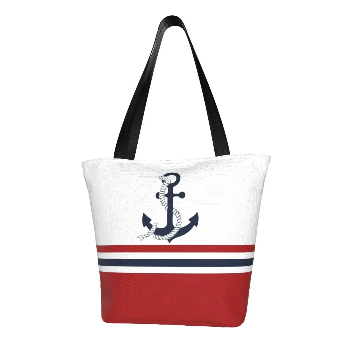 Nautical Anchors With Stripes Grocery Shopping Bag Canvas Shopper Shoulder Tote Bag Large Capacity Durable Handbag
Nautical Anchors With Stripes Grocery Shopping Bag Canvas Shopper Shoulder Tote Bag Large Capacity Durable Handbag