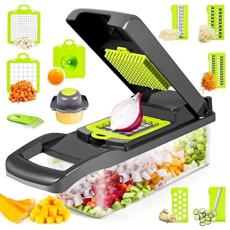 

10 In 1 Vegetable Cutter Multifunctional Slicer Fruit Potato Peeler Carrot Grater Kitchen Accessories Basket Chopper Mandoline