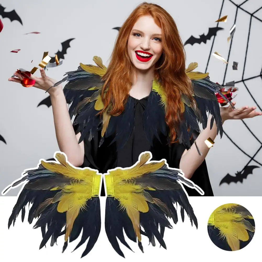

Elegant Shawl Faux Feather Shrug Shawl Cape Set for Cosplay Party Stage Performance Halloween Costume Adjustable Band for Dancer