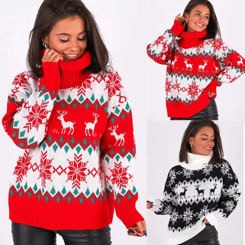 Christmas 2022 Women's Turtleneck Warm Thicken Sweaters Casual Long Sleeve Elk Print Soft Knitwear Xmas Look Suéteres Pull Femme
Christmas 2022 Women's Turtleneck Warm Thicken Sweaters Casual Long Sleeve Elk Print Soft Knitwear Xmas Look Suéteres Pull Femme