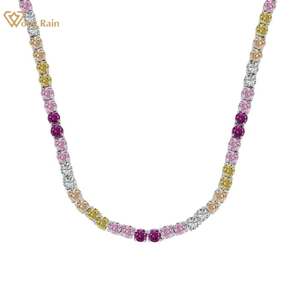 Wong Rain 100% 925 Sterling Silver Colorful Lab Sapphire Gems Sparkling Tennis Chain Necklace for Women Fine Jewelry Wholesale
Wong Rain 100% 925 Sterling Silver Colorful Lab Sapphire Gems Sparkling Tennis Chain Necklace for Women Fine Jewelry Wholesale