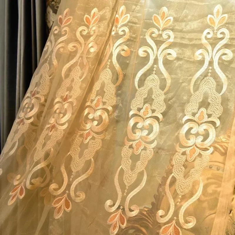 European Luxury Golden Tulle Sheer Curtains for Living Room Lace Embroidered Window Screen Kitchen Embroider Blackout
European Luxury Golden Tulle Sheer Curtains for Living Room Lace Embroidered Window Screen Kitchen Embroider Blackout