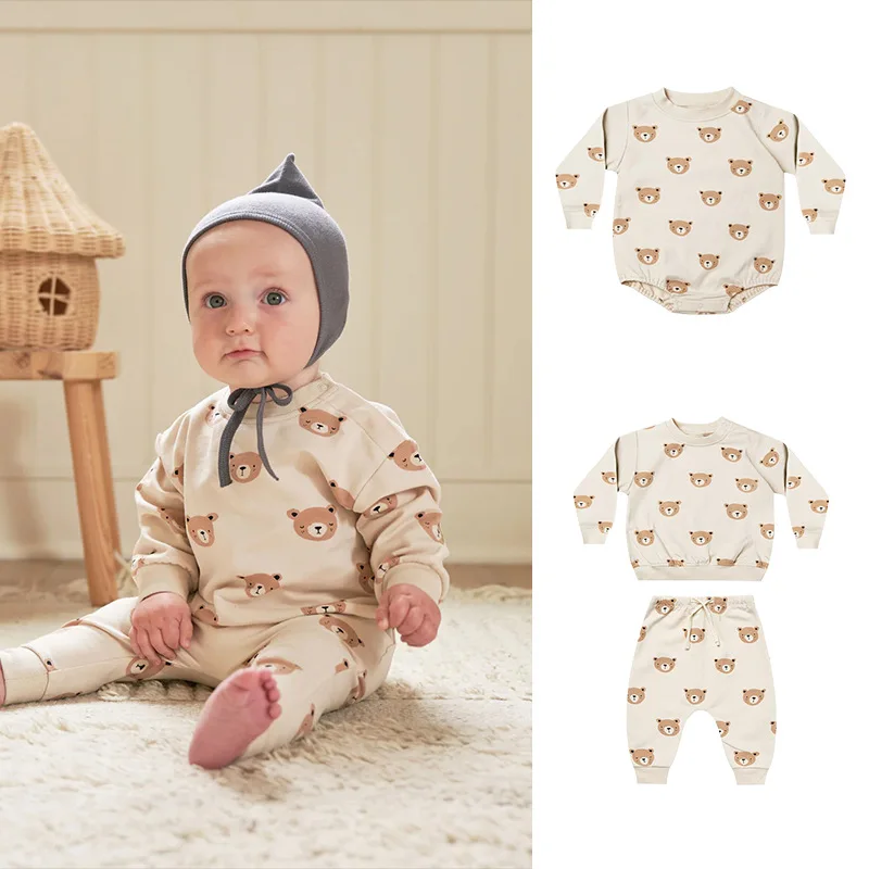Baby Clothing Set Cotton Romper and Top Pants Cute Bear Print Long Sleeve Jumpsuit Sweater for Newborn 3- 24M Infant Outfit
Baby Clothing Set Cotton Romper and Top Pants Cute Bear Print Long Sleeve Jumpsuit Sweater for Newborn 3- 24M Infant Outfit