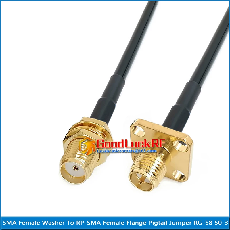 SMA Female Washer Nut to RP SMA RP-SMA Female 4 Hole Flange Chassis Panel Mount Pigtail Jumper RG-58 RG58 3D-FB Extend cable
SMA Female Washer Nut to RP SMA RP-SMA Female 4 Hole Flange Chassis Panel Mount Pigtail Jumper RG-58 RG58 3D-FB Extend cable