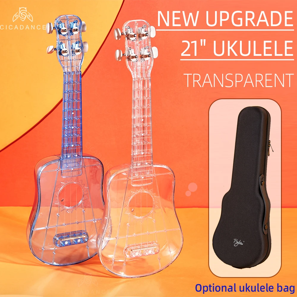 

21Inch Transparent Ukulele Guitar 4 String Soprano Ukuleles Carbon String Musical Instruments Gifts Beginner Kids Home-schooling