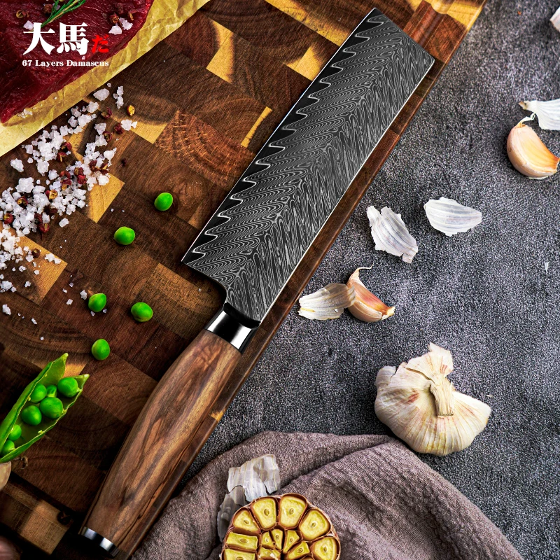 

Konoll 180MM Cleaver Chef Knife Kitchen Handmade 67 Layers Damascus Steel Knives with Japan VG10 Core MIKATA Kitchen Knife Tools