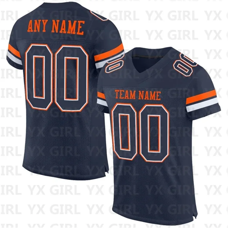 Custom Navy White-Orange Mesh Authentic Football Jersey Personlized Team name and you name number V-Neck Football T-Shirts
Custom Navy White-Orange Mesh Authentic Football Jersey Personlized Team name and you name number V-Neck Football T-Shirts