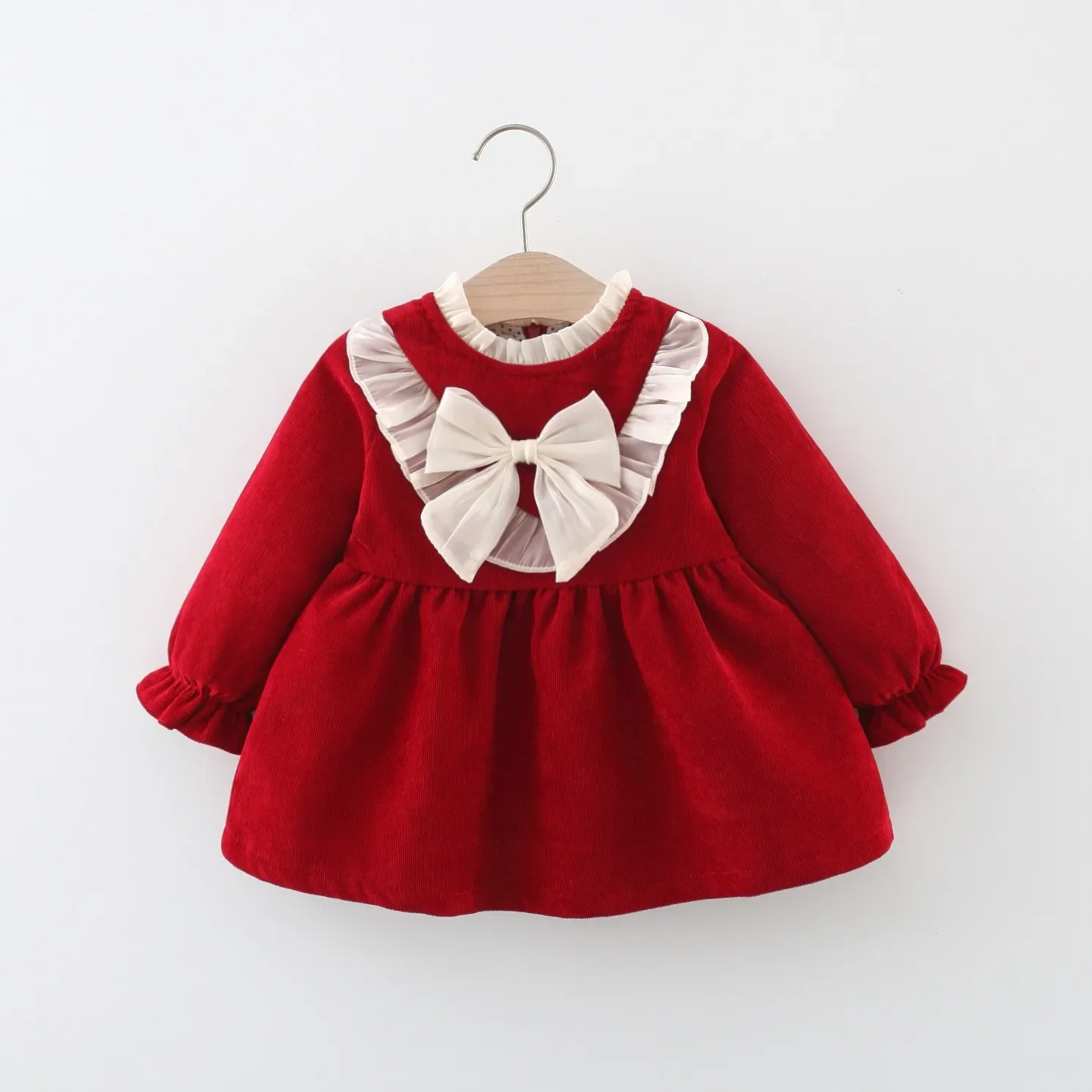 

Осенняя одежда для маленьких девочек платья принцессы на 1-й день рождения для девочек одежда для малышей с большим бантом Платья для новорожденных