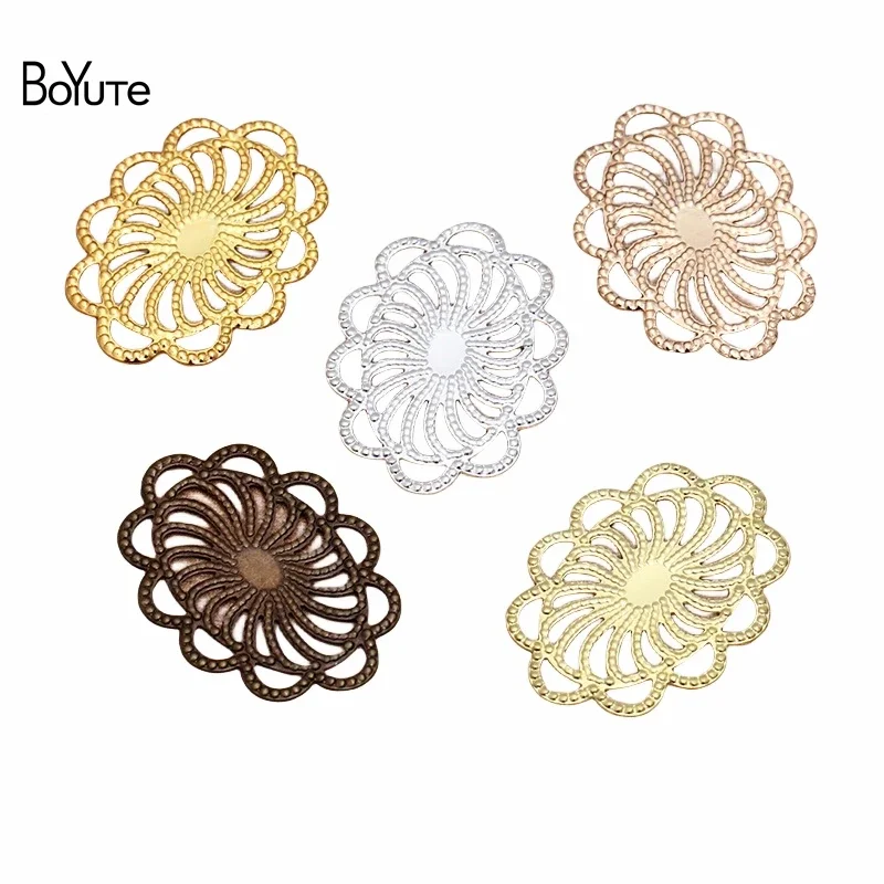 

BoYuTe (100 Pieces/Lot) Metal Brass 20*26MM Filigree Flower Materials Handmade DIY Jewelry Making Findings