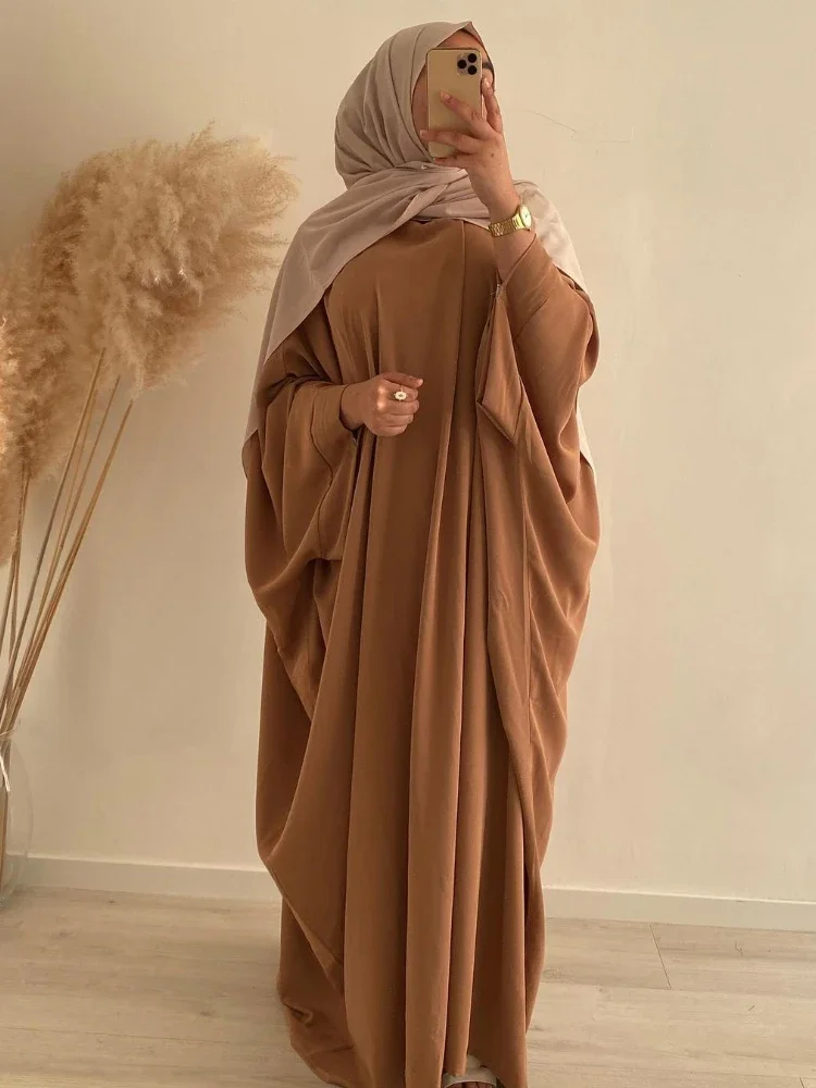 

Ramadan One Piece Prayer Muslim Abaya Dress Dubai Nida Batwing Sleeve Abayas for Women Kaftan Hijab Robe Niqab Islam Clothes