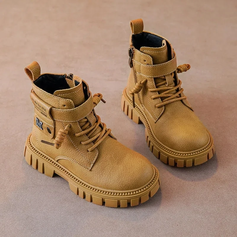 children PU Leather Waterproof Tide Long Skin Performance Rubber Fashion Boots kids Lace-up Round Toe Boots
children PU Leather Waterproof Tide Long Skin Performance Rubber Fashion Boots kids Lace-up Round Toe Boots