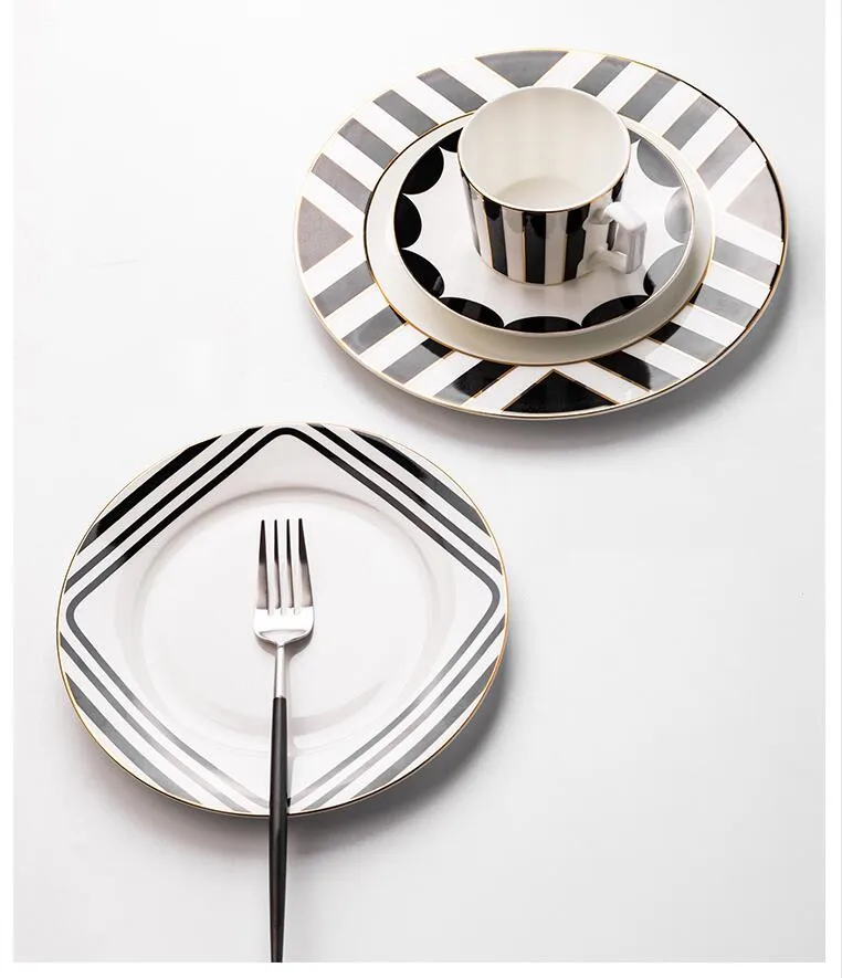 European Style Black and White Ceramic Plate Dish Dinner Plates Western Food Dishes Serving Tray Restaurant Kitchen Tableware
European Style Black and White Ceramic Plate Dish Dinner Plates Western Food Dishes Serving Tray Restaurant Kitchen Tableware