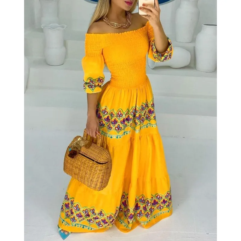 Sexy Fashion Long Sleeve Off Shoulder Corset Ethnic Vacation Long Dress Y2K Clothes Summer Elegant Boho Floor Length Dress
Sexy Fashion Long Sleeve Off Shoulder Corset Ethnic Vacation Long Dress Y2K Clothes Summer Elegant Boho Floor Length Dress
