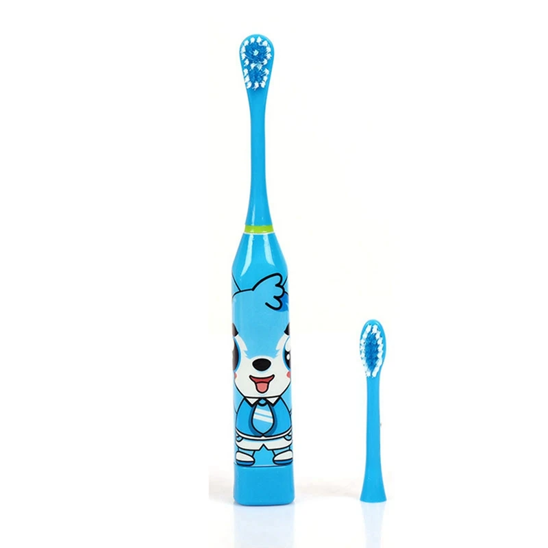 

2X For Children Sonic Electric Toothbrush Cartoon Pattern With Replace The Tooth Brush Head Ultrasonic Toothbrush Blue