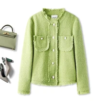 Green Tweed Jacket Women 2022 New Spring High Street Pockets O-Neck Wide-waisted Wool Blend Single Breasted 
Green Tweed Jacket Women 2022 New Spring High Street Pockets O-Neck Wide-waisted Wool Blend Single Breasted