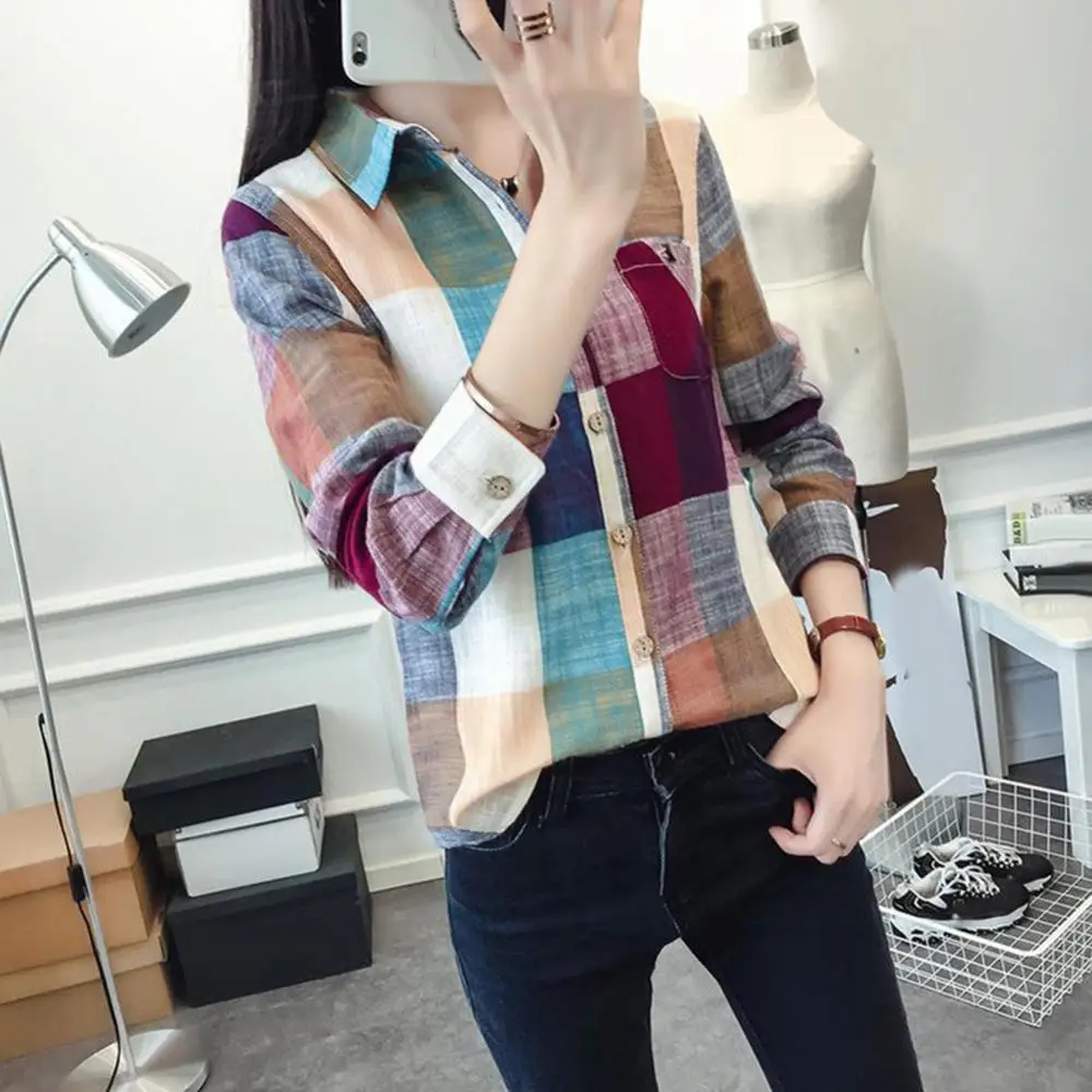 Women's Shirt 2021 Autumn And Winter Female Shirt Plaid Shirt Ladies Slim Long Sleeve Cotton Blouse Top Female Outerwear
Women's Shirt 2021 Autumn And Winter Female Shirt Plaid Shirt Ladies Slim Long Sleeve Cotton Blouse Top Female Outerwear
